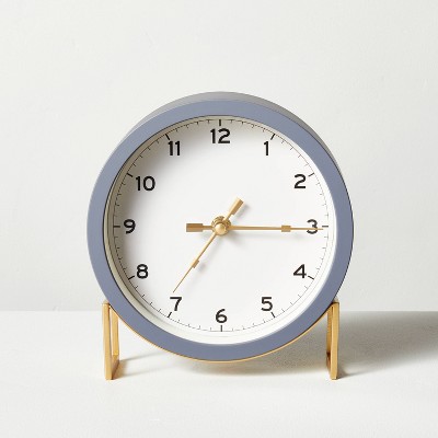 Round Decorative Tabletop Clock - Gray/Brass - Hearth &#38; Hand&#8482; with Magnolia