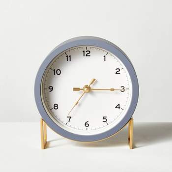 Round Decorative Tabletop Clock - Gray/Brass - Hearth & Hand™ with Magnolia
