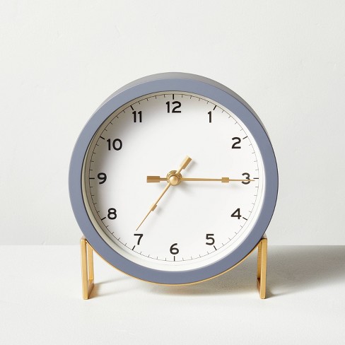 Round Decorative Tabletop Clock - Gray/brass - Hearth & Hand™ With