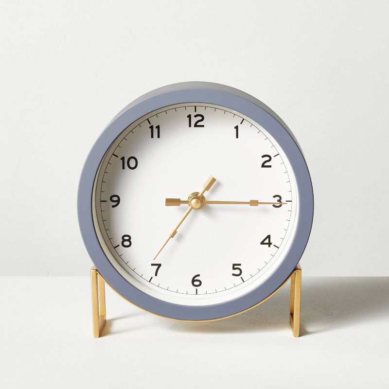 Round Decorative Tabletop Clock - Gray/Brass - Hearth &#38; Hand&#8482; with Magnolia, 1 of 12