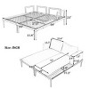 2PC Outdoor Daybed Set, Metal Frame with Acacia Wood Side Tables, Cushioned Patio Lounge Sofa for Garden or Poolside - Coolbibila - 4 of 4