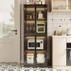 ATJafurn 23.6'' Glass Display China Cabinet With Pull-Out Bar Shelf, Dining Cabinet With Glass Doors and Wireless LED Light - 3 of 4
