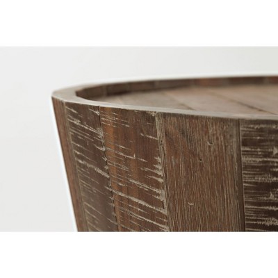 Conundrum Round Distressed Acacia End Table