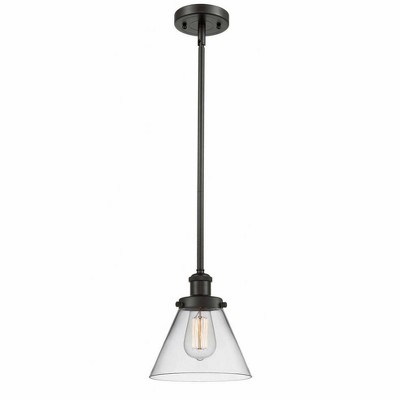 Cone - 1 Light Stem Hung Mini Pendant In Industrial Style-10 Inches Tall and 8 Inches Wide