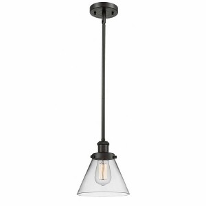 Cone - 1 Light Stem Hung Mini Pendant In Industrial Style-10 Inches Tall and 8 Inches Wide - 1 of 1