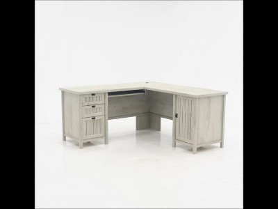 Chalked Chestnut L-Shaped Computer Desk with File Storage