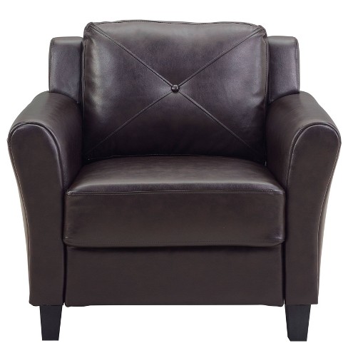 Helena Faux Leather Chair Java Brown, Small Leather Armchair