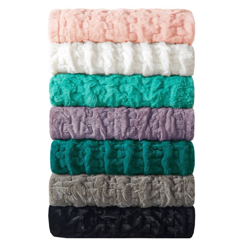 50"x60" Ruched Faux Fur Throw Blanket - Madison Park, 4 of 11