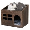 Artloge Rustic Wood Cat House Pet Dog Puppy Bed Platform Cat Litter Box Enclosure Furniture Shelter Cabinet Nightstand Pet Crate - 4 of 4