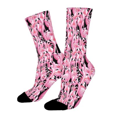 Fantastic Flamingos Women Printed Crew Socks Funny Funky Socks Soft Polyester Novelty Gifts for Artists Men