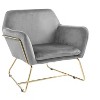Vynxaria Keira 29.5" Green Velvet Accent Chair with Gold Metal Base - 2 of 4