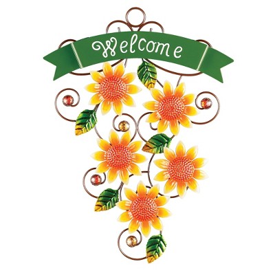 Collections Etc Hand-painted Sunflower Welcome Door Decoration : Target