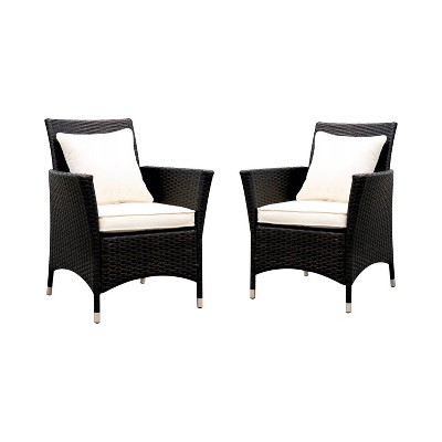 Set of 2 Chadwick All Weather Wicker Patio Arm Chair White - miBasics