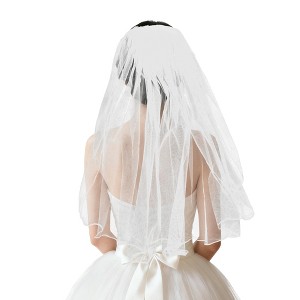 Unique Bargains Comb Wedding Veil White 1 Pcs - 1 of 4