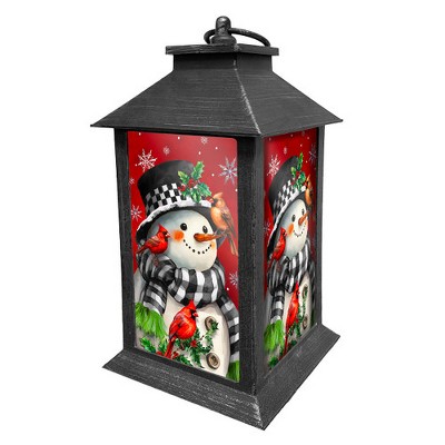 Briarwood Lane Winter Lantern 13.5" x 5.5" x 5.5" Snowman With Cardinals For Winter Lantern