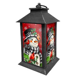 Briarwood Lane Winter Lantern 13.5" x 5.5" x 5.5" Snowman With Cardinals For Winter Lantern - 1 of 3