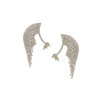 SOHI Women's Crystal Silver Casual Cuff Earrings