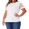 Agnes Orinda Women's Plus Size Crew Neck Mesh Short Sleeve Summer Casual Blouse - 2 of 4