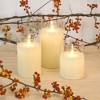 LumaBase Battery-Operated Glass Hurricane LED Candles with Flickering Flame - Set of 3 - 3 of 4