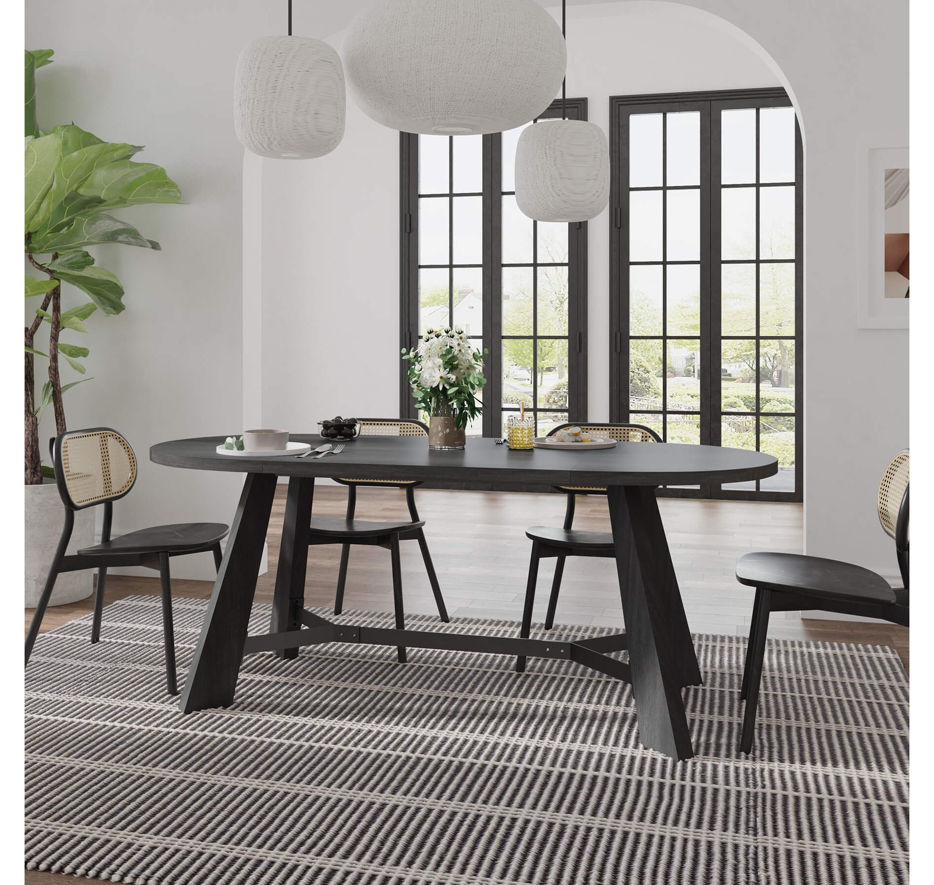 SAINTCY 70.86-Inch Oval Dining Table for 6-8 People, Mordern Wood Kitchen Table, Rustic Style Dining Room Table with Tapered Legs