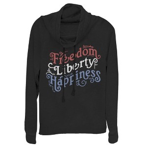 Juniors Womens Lost Gods Fourth of July  Freedom Script Cowl Neck Sweatshirt - 1 of 3