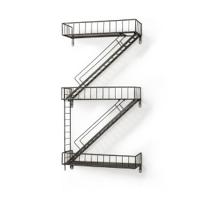 HomeRoots 21" Gunmetal Gray Metal Novelty Wall Mounted Accent Shelf - 1 of 4