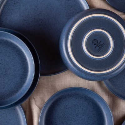 Blue Matte Ceramic 12-Piece Dinnerware Set, Service for 4