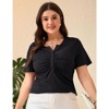 Coolmee Women Plus Size V Neck Button Blouse Short Sleeves Summer Comfy Lightweight Casual Tunic Tops - 2 of 4