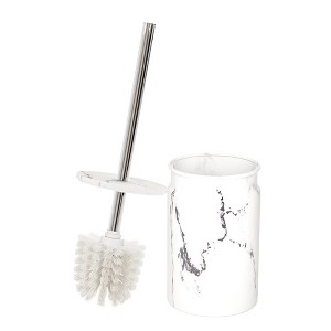 Creative Scents White Marble Toilet Brush and Holder Set - 1 of 4
