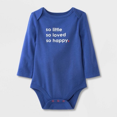 Baby Girls' 'So Little So Loved So Happy' Long Sleeve Bodysuit - Cat & Jack™ Blue Newborn