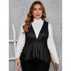 MISSKY Women's Plus Size Studded Fringe Trim Open Front Sleeveless Faux Suede Vest Jacket - image 2 of 4