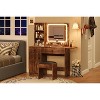 Brown Vanity Desk with LED Lighted Mirror & Power Outlet, Makeup Vanity with Drawers & Cabinet & Chair, Vanity Table Set for Bedroom - 3 of 4