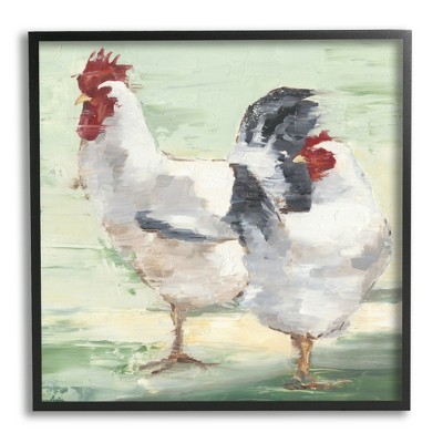 Stupell Industries Farmhouse Chickens Hens Painting Framed Giclee Art