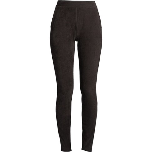 Lands' End Women's Tall Sport Knit High Rise Corduroy Leggings - Small Tall  - Deep Black