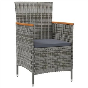 Patio Dining Chairs 2 pcs Poly Rattan Gray - 1 of 2