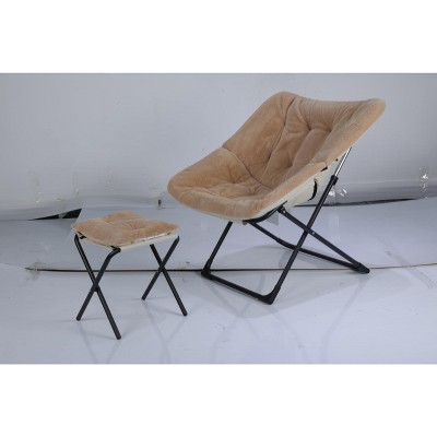 Comfy Chair, Oversized Faux Fur Foldable Lounge Chair for Adults, X-Large Saucer Chair with Sturdy Metal Frame