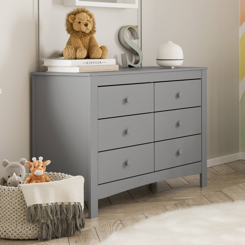 Photos - Dresser / Chests of Drawers Graco Noah 6-Drawer Double Dresser - Pebble Gray 