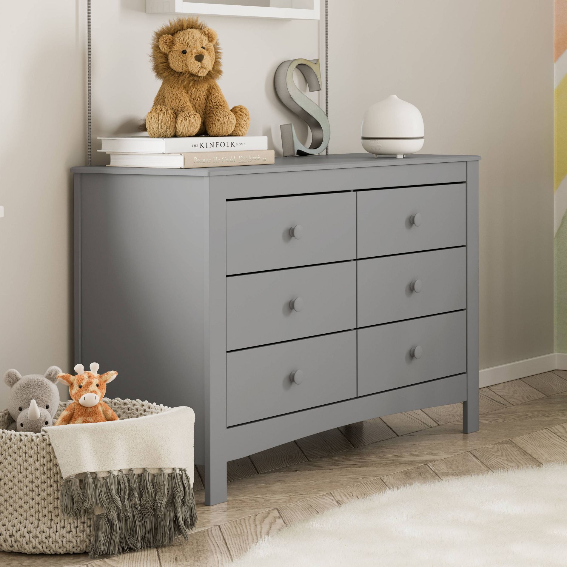 Graco Noah 6-Drawer Double Dresser  - Pebble Gray