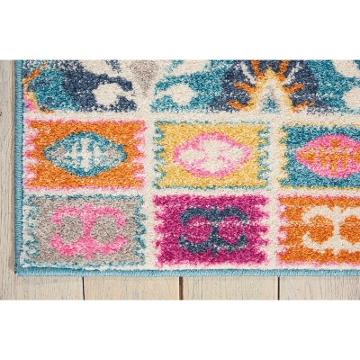 Handmade Blue Geometric Synthetic Easy Care Area Rug