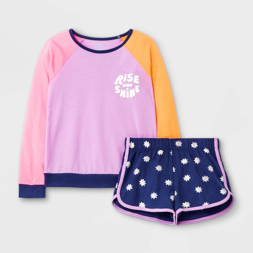 Girls' 2pc Colorblock Pajama Set - Cat & Jack Purple M