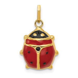 Black Bow Jewelry 14k Yellow Gold 3D Red Enameled Ladybug Charm, 13mm - 1 of 4