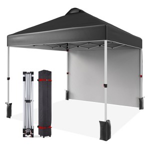 10x10 Ft Pop Up Canopy Tent w/Sidewall, Instant Portable Shelter w/Vented Roof Wheeled Carry Bag, Outdoor Sun Shade for Beach, Camping, Patio - 1 of 4