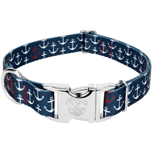 Anchors White and Blue Dog Collar