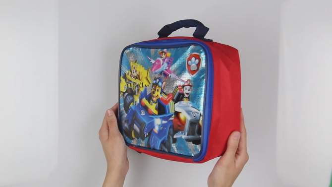 Paw Patrol Lunch Box Characters And Vehicles Lunch Bag Tote Blue, 2 of 7, play video