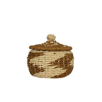 Brown Woven Rope Canister with Lid by Foreside Home & Garden