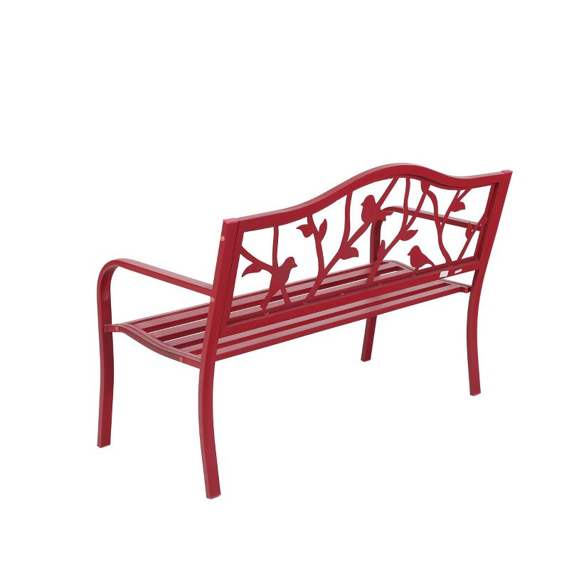 Metal Patio Bench with Steel Frame - Red - Captiva Designs, 5 of 9