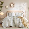 Sapphtopaz 3 PCS Cotton Comforter Sets with Chenille Sage Stripes Bedding Set with Pillow Shams Soft Bedding Comforter Set for Bed, Beige - 4 of 4