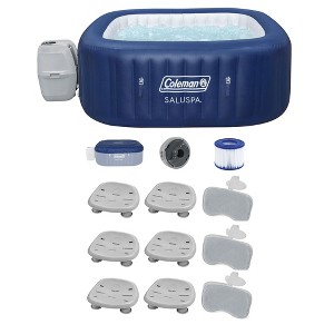 Bestway Coleman Hawaii AirJet Inflatable Hot Tub with EnergySense Cover, Blue + Bestway SaluSpa Spa Seat (6 Pack) + Bestway SaluSpa Pillows (3 Pack) - 1 of 4