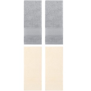 REGALWOVEN 4 Pcs Striped Comfortable Quick Drying Non-Linting Hand Towel 14" x 30" - 1 of 4