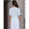 INSPIRE CHIC Women's Summer Puff Short Sleeve Crew Neck Eyelet Loose Tunic Blouses - 3 of 4